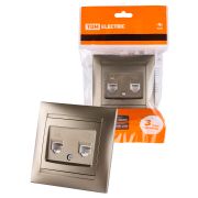 Розетка телефонная RJ11 + компьютерная RJ45 бронза «Лама» TDM