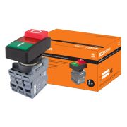 Кнопка двойная MPD13-11R (зеленая/красная-выступающая) (LED) в сборе d22мм/220В (I/O) линза красная TDM