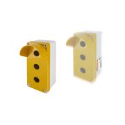 Корпус КП103 c козырьком для кнопок, 3 места, ABS желтый, IP66 TDM
