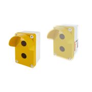 Корпус КП102 c козырьком для кнопок, 2 места, ABS желтый, IP66 TDM