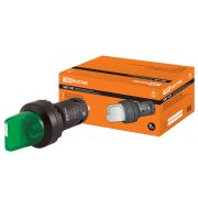 Переключатель на 3 положения SB7-CK3365 с фиксацией, 1з+1р, стандартная ручка, d22 мм, с подсветкой 24 В LED, зеленый, IP40 TDM